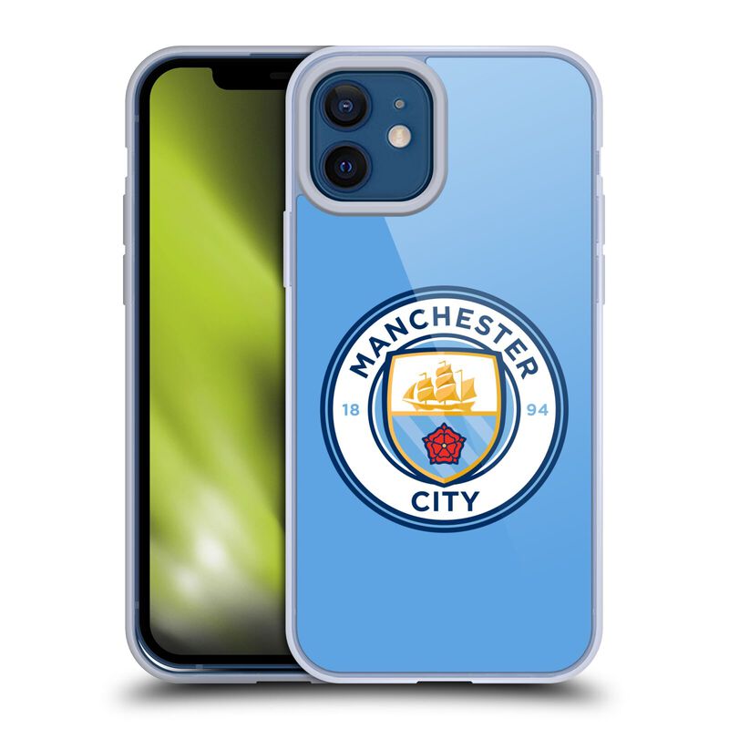 Head Case Designs Officially Licensed Manchester City Man City FC Blue Full Colour Badge Soft Gel Case Compatible with Apple iPhone 12 / iPhone 12 Pro and Compatible With MagSafe Accessories