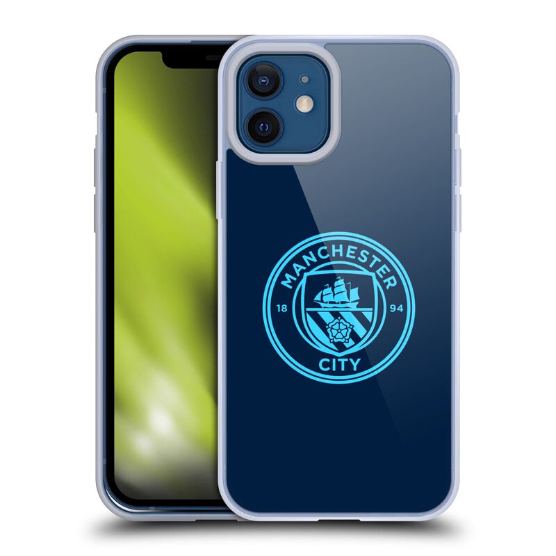 Head Case Designs Officially Licensed Manchester City Man City FC Electric Blue Badge Soft Gel Case Compatible with Apple iPhone 12 / iPhone 12 Pro and Compatible With MagSafe Accessories