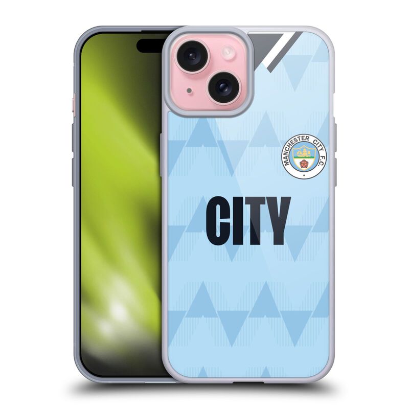 Head Case Designs Officially Licensed Manchester City Man City FC 1989 Home Retro Kits Soft Gel Case Compatible with Apple iPhone 15 and Compatible With MagSafe Accessories
