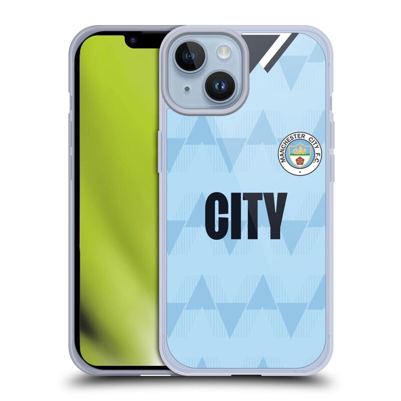 Head Case Designs Officially Licensed Manchester City Man City FC 1989 Home Retro Kits Soft Gel Case Compatible with Apple iPhone 14 and Compatible With MagSafe Accessories