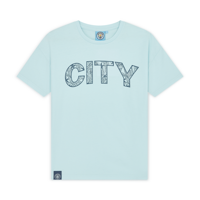 Women's Man City  'City' Text Graphic T-Shirt blue - Check out all Manchester City t-shirts online - Official Manchester City FC store