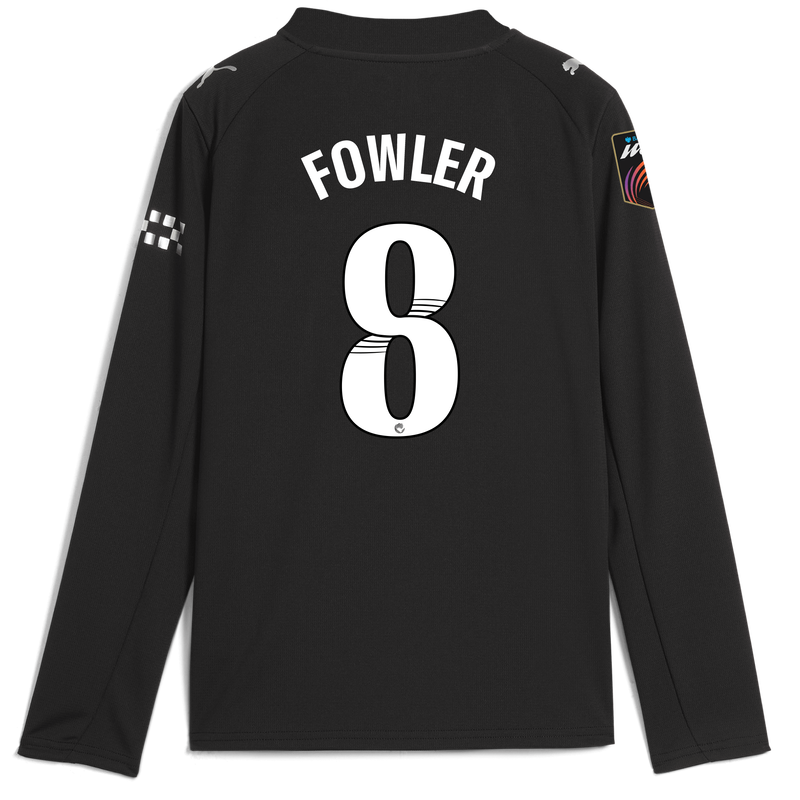 Kids' Man City Away Jersey 2025/26 Long Sleeve With FOWLER 8 Printing black - Check out all Manchester City t-shirts online