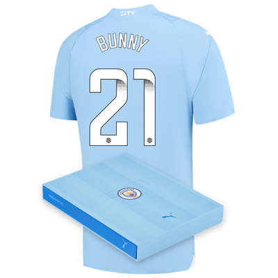 Camiseta Authentic 1ª Equipación Manchester City 2023/24 con estampado de BUNNY 21 en caja de regalo