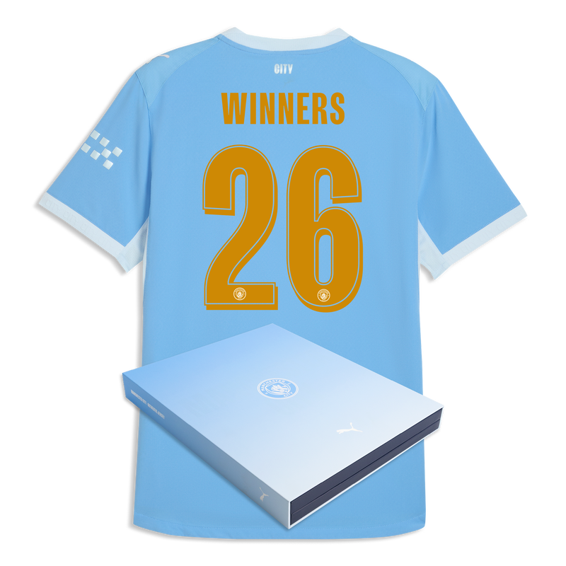 Man City Home Authentic Jersey 2026/27 With WINNERS 26 Printing in Gift Box  blue-icy blue - Check out all Manchester City t-shirts online