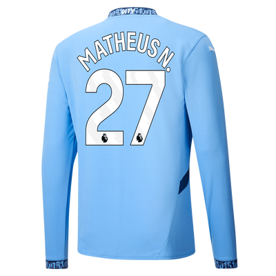 Manchester City Maglia Gara Home Manica Lunga 2024/25 con stampa MATHEUS N. 27
