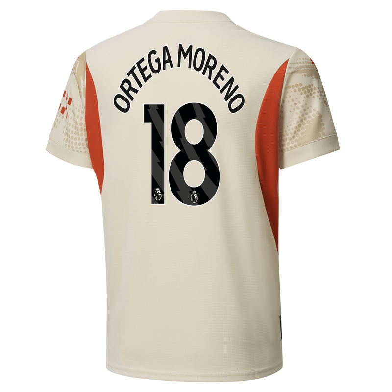 Kids' Man City Goalkeeper Jersey 24/25 With ORTEGA MORENO 18 Printing white unisex - Size 5/6 from polyester  - Official Manchester City FC store