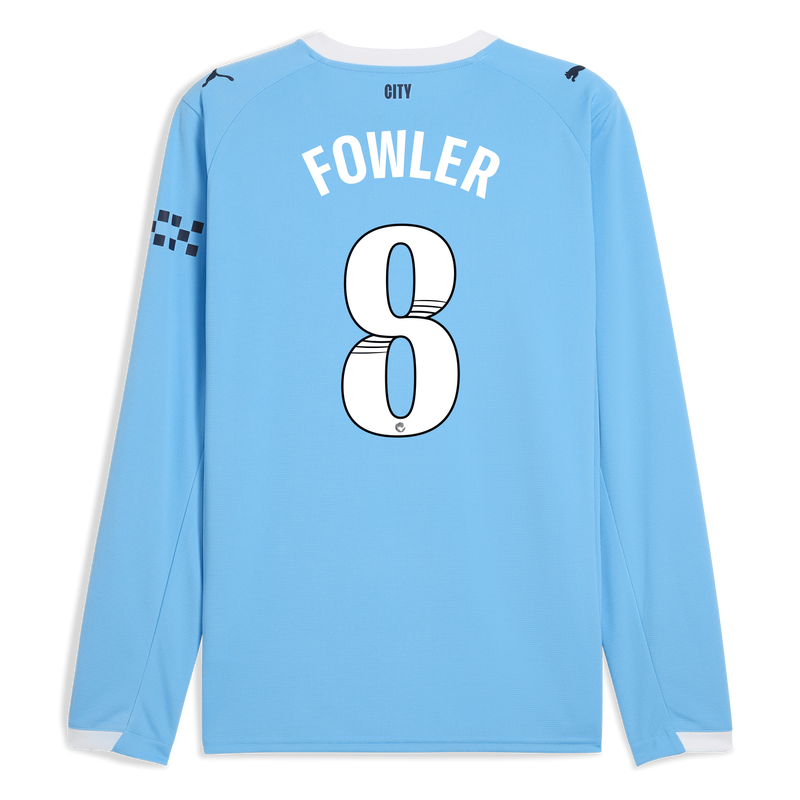 Man City Home Jersey 2025/26 Long Sleeve With FOWLER 8 Printing  blue - Size M from polyester for males  - Official Manchester City FC store