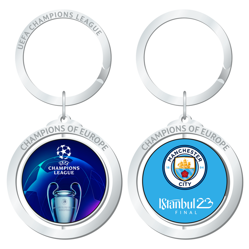 MCFC FW UCL CHAMPIONS KEYRING - silver