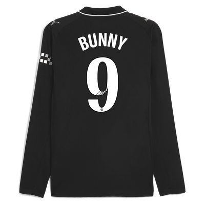 Manchester City Away Authentic Jersey 2025/26 Long Sleeve With BUNNY 9 Printing