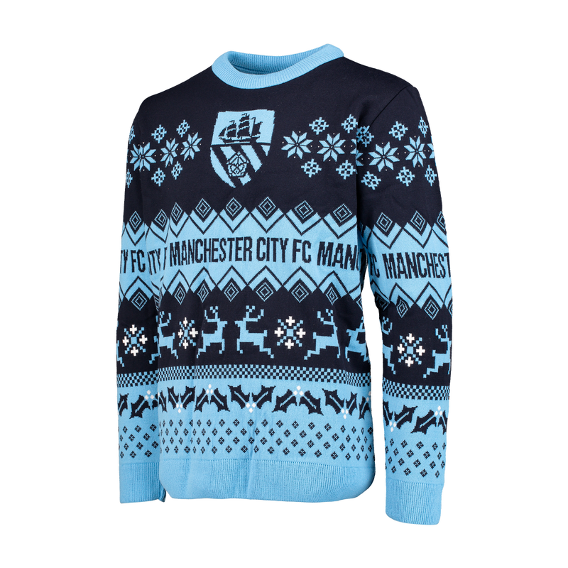 MCFC FW FAIRISLE CHRISTMAS JUMPER - blue