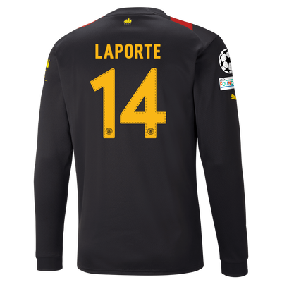 Manchester City Away Jersey 2022/23 long sleeve with LAPORTE 14 printing