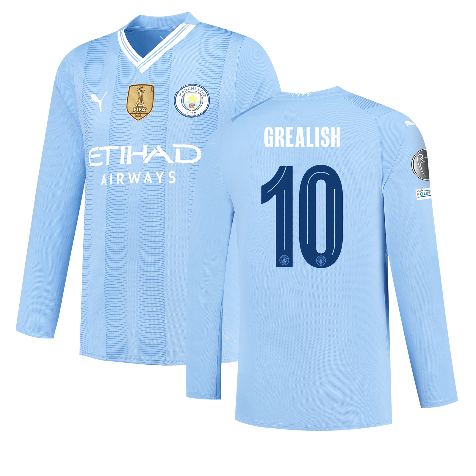 Manchester City Home Jersey 2023/24 Long sleeve with GREALISH 10 printing
