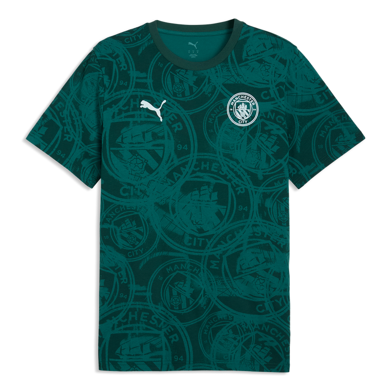 MCFC LW MENS FTBLCULTURE TEE AOP - Green Terrain-Sea Glass