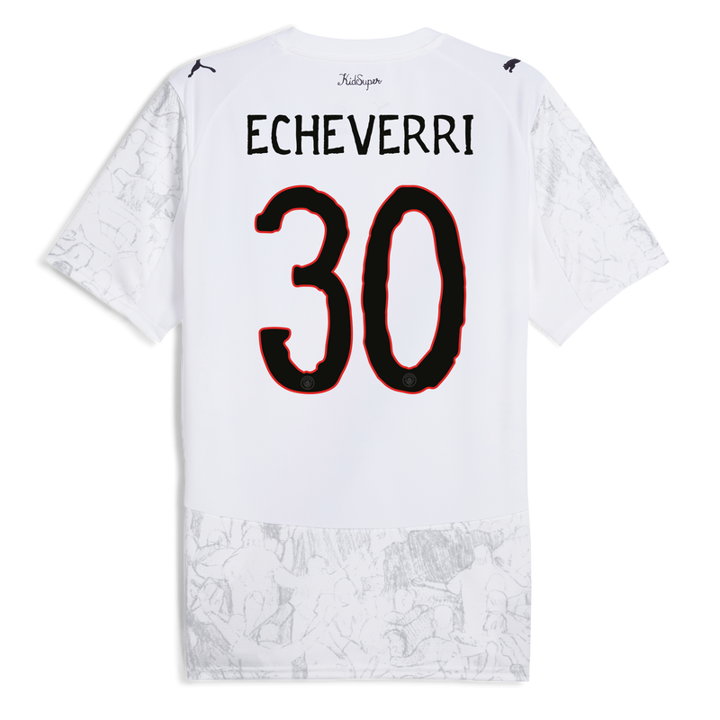 Man City KidSuper Jersey 2025/26 With ECHEVERRI 30 printing white - Size 3XL from polyester for males  - Official Manchester City FC store