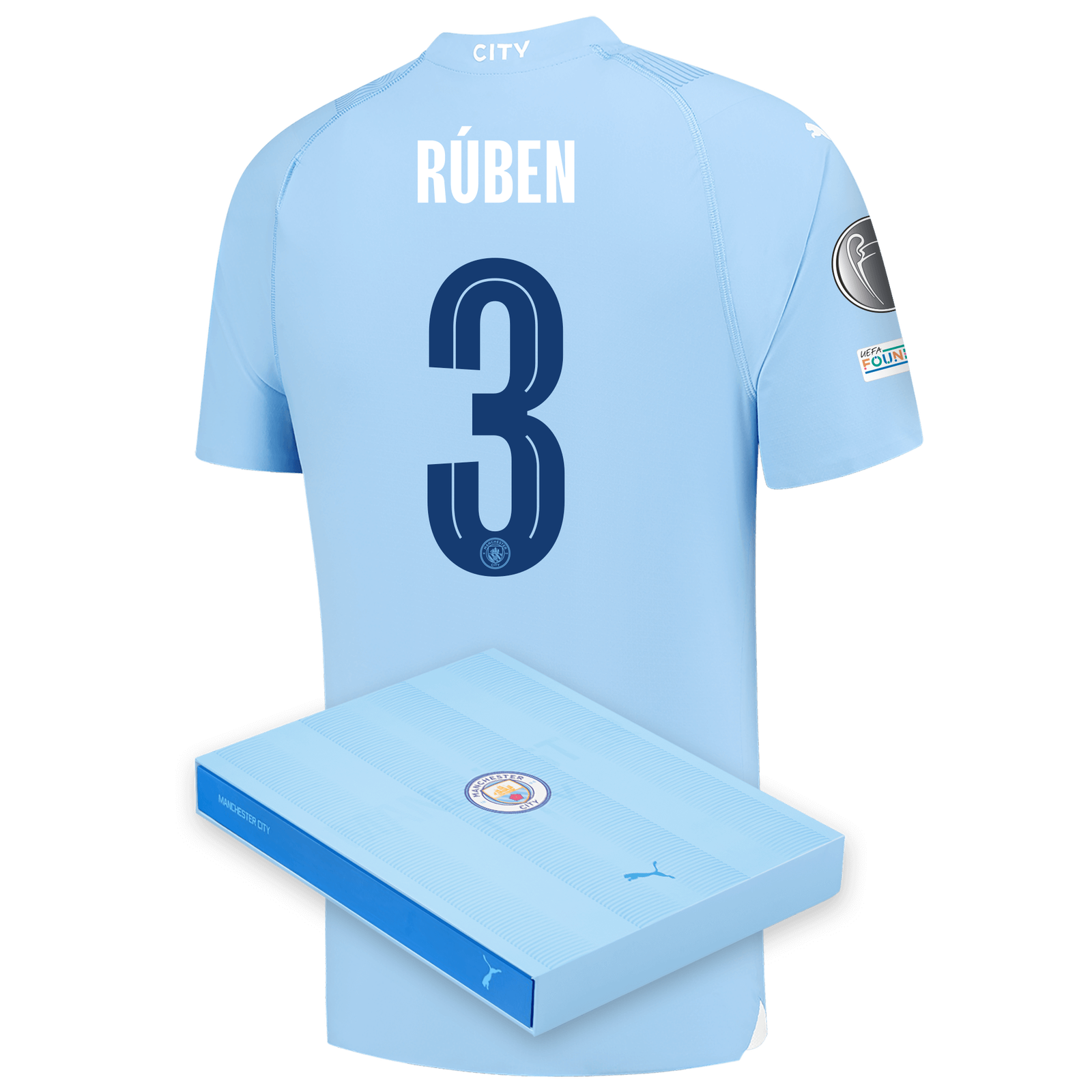Manchester City Authentic Home Jersey 2023/24 with RÚBEN printing in Gift  Box Official Man City Store