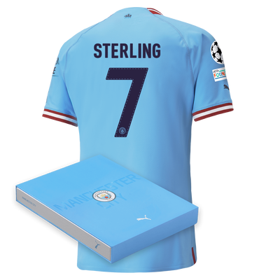 Manchester City Authentic Home Jersey 22/23 with STERLING 7 printing in Gift Box