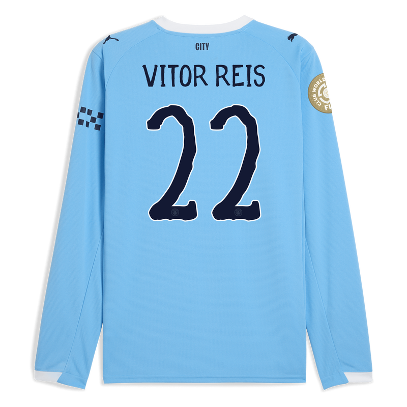 Man City Home Jersey 2025/26 Long Sleeve With VITOR REIS 22 Printing  blue - Check out all Manchester City t-shirts online