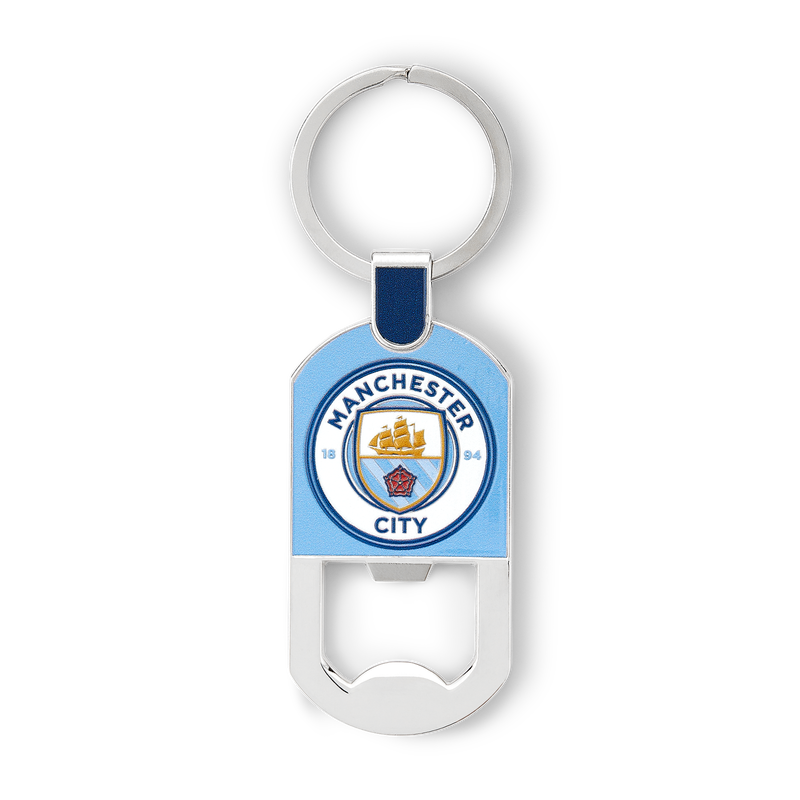 Man City Mini Bottle Opener Keyring blue - Check out all Manchester City key rings online - Official Manchester City FC store