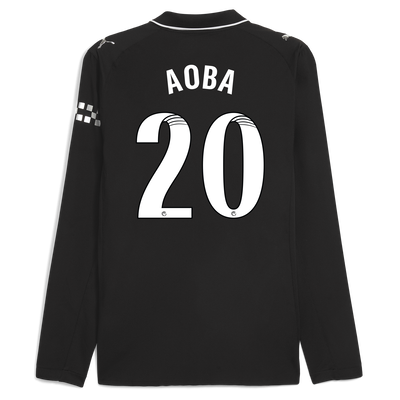 Manchester City Away Authentic Jersey 2025/26 Long Sleeve With AOBA 20 Printing
