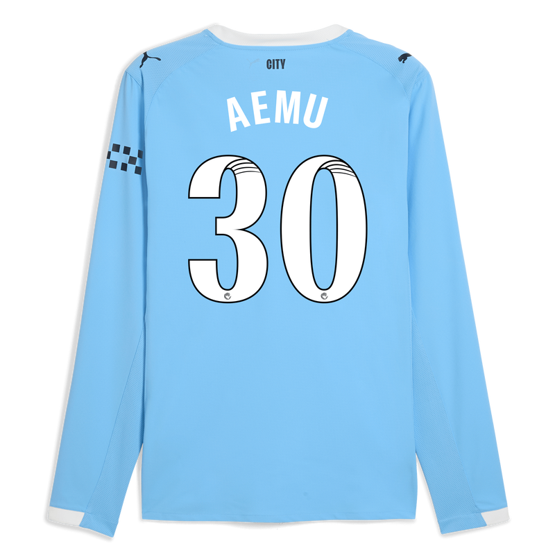 Manchester City Authentiek Thuisshirt 2025/26 met lange mouwen en AEMU 30 bedrukking  blauw - Maat XXL van polyester voor heren