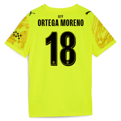 Kids' Manchester City Goalkeeper Jersey 2025/26 With ORTEGA MORENO 18 Printing