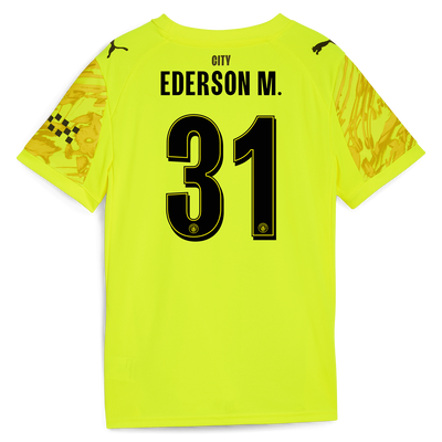 Kids' Manchester City Goalkeeper Jersey 2025/26 With EDERSON M. 31 Printing