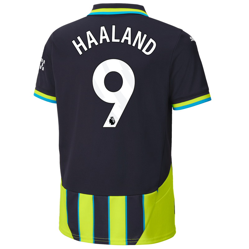 Kids' Man City Away Jersey 24/25 With HAALAND 9 Printing new navy - Check out all Manchester City t-shirts online - Official Manchester City FC store