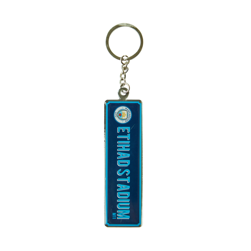 MCFC FW VINTAGE STREET SIGN KEYRING - blue