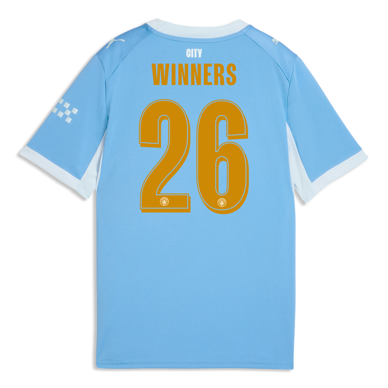 Kids' Man City Home Jersey 2026/27 With WINNERS 26 Printing  blue-icy blue - Check out all Manchester City t-shirts online