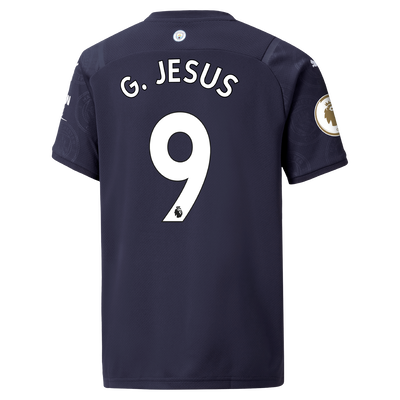 Kids Manchester City 3rd Shirt 21/22 with Gabriel Jesus printing