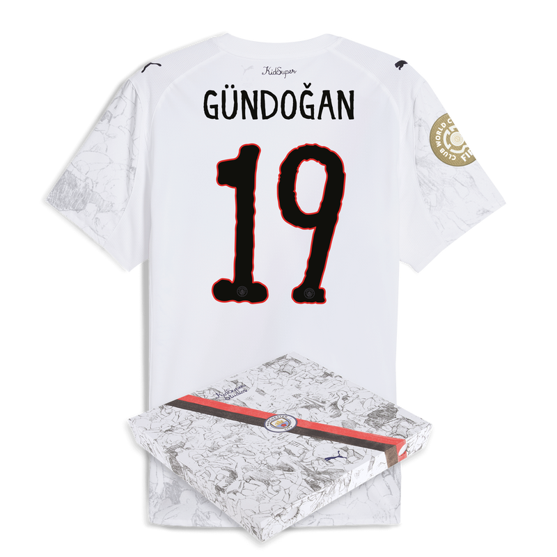 Man City KidSuper Authentic Jersey 2025/26 With GÜNDOĞAN 19 printing in gift box white - Size S from polyester for males