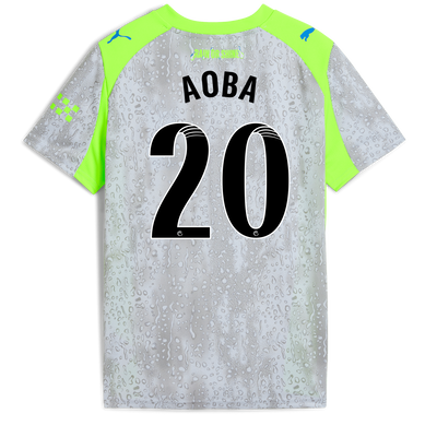 Kids' Manchester City Third Jersey 2025/26 With AOBA 20 Printing