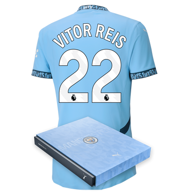 Manchester City Authentic Home Jersey 2024/25 with VITOR REIS 22 printing in Gift Box