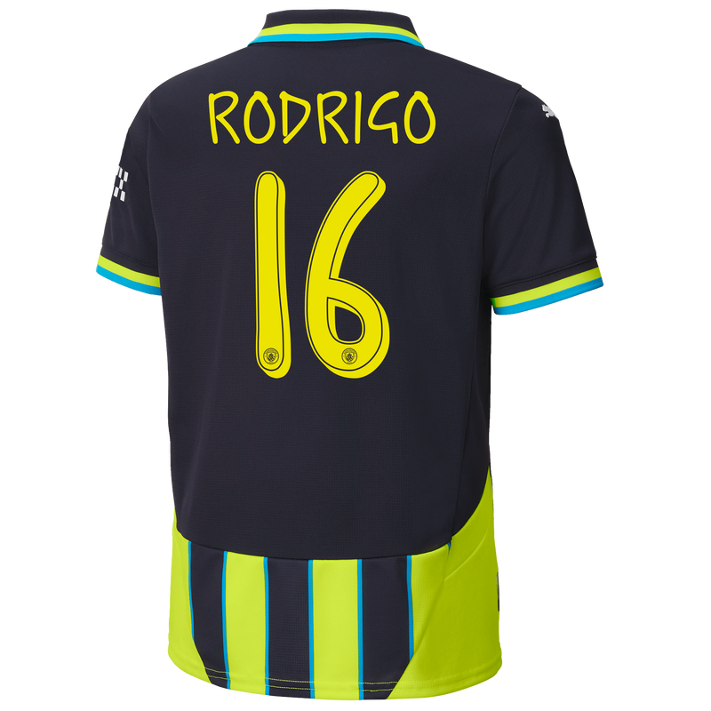Kids' Man City Away Jersey 24/25 With RODRIGO 16 Printing new navy unisex - Size 7/8 from polyester  - Official Manchester City FC store