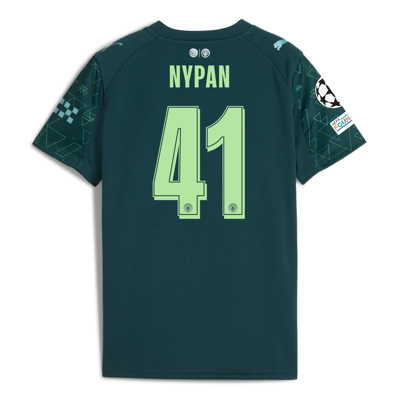 Kids' Man City EA SPORTS FC Jersey 2025/26 With NYPAN 41 Printing green - Check out all Manchester City t-shirts online - Official Manchester City FC store