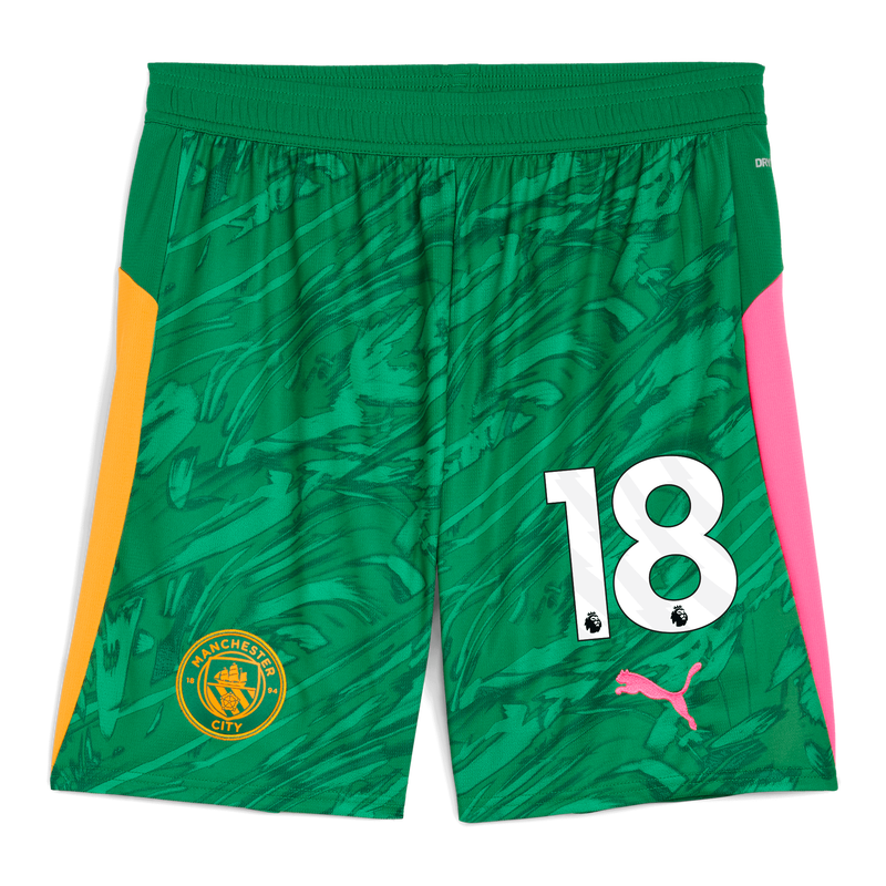 Man City Goalkeeper Shorts 2025/26 With #18 green - Size L from polyester for males  - Official Manchester City FC store