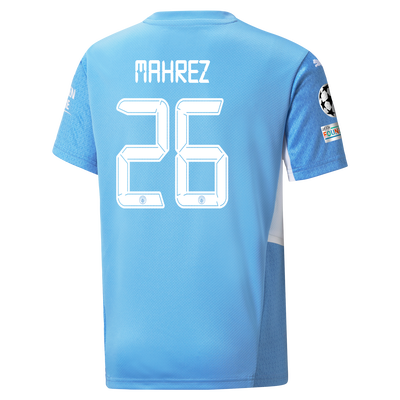 Kids Manchester City Home Shirt 21/22 with Riyad Mahrez printing