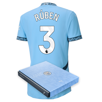 Manchester City Authentic Home Jersey 2024/25 with RÚBEN 3 printing in Gift Box