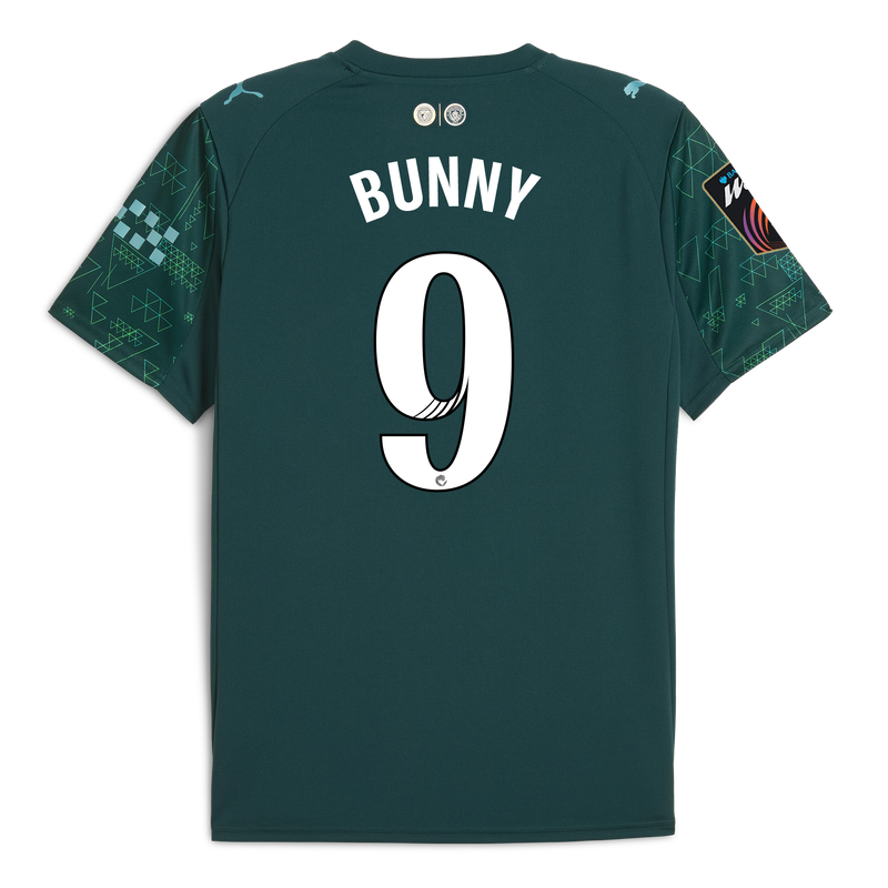 Man City EA SPORTS FC Jersey 2025/26 With BUNNY 9 Printing green - Check out all Manchester City t-shirts online - Official Manchester City FC store