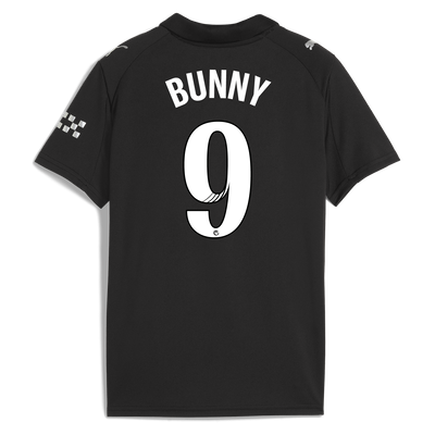 Kids' Manchester City Away Jersey 2025/26 With BUNNY 9 Printing