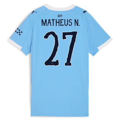 Women's Manchester City Home Jersey 2025/26 With MATHEUS N. 27 Printing