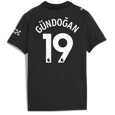 Kids' Manchester City Away Jersey 2025/26 With GÜNDOĞAN 19 Printing