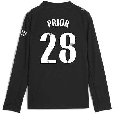 Kids' Manchester City Away Jersey 2025/26 Long Sleeve With PRIOR 28 Printing