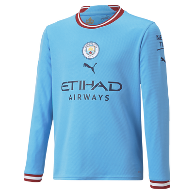 Kids' Manchester City Home Jersey 2022/23 long sleeve