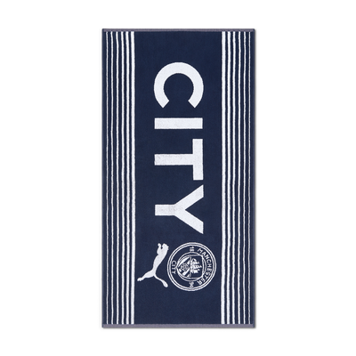 Grande serviette Manchester City avec grand blason du club.