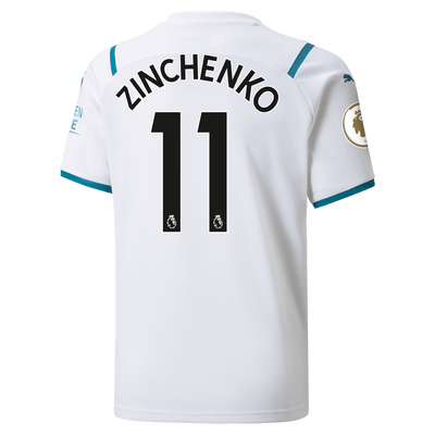 Kids Manchester City Away Shirt 21/22 with Oleksandr Zinchenko printing
