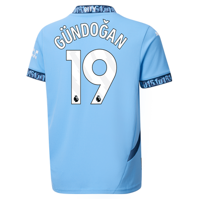 Kids' Manchester City Home Jersey 2024/25 With GÜNDOĞAN 19 Printing