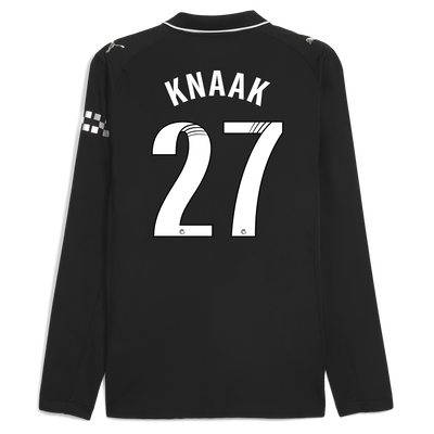 Manchester City Away Authentic Jersey 2025/26 Long Sleeve With KNAAK 27 Printing