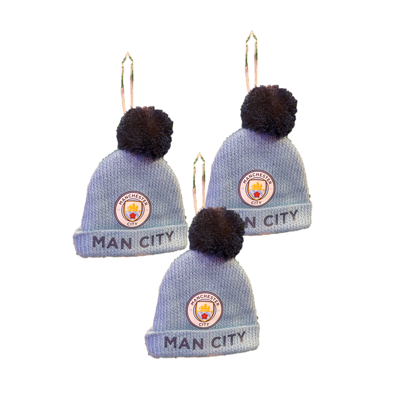 MCFC FW 3PK KNIT HAT DECORATIONS - light blue