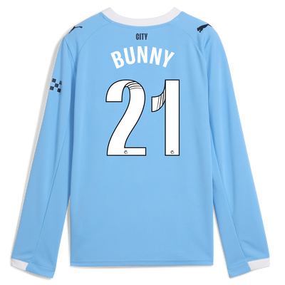 Kinder  Manchester City Heimtrikot 2025/26 Langarm mit BUNNY 21 Aufdruck